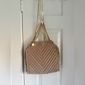 Tan designer quilted bag purse